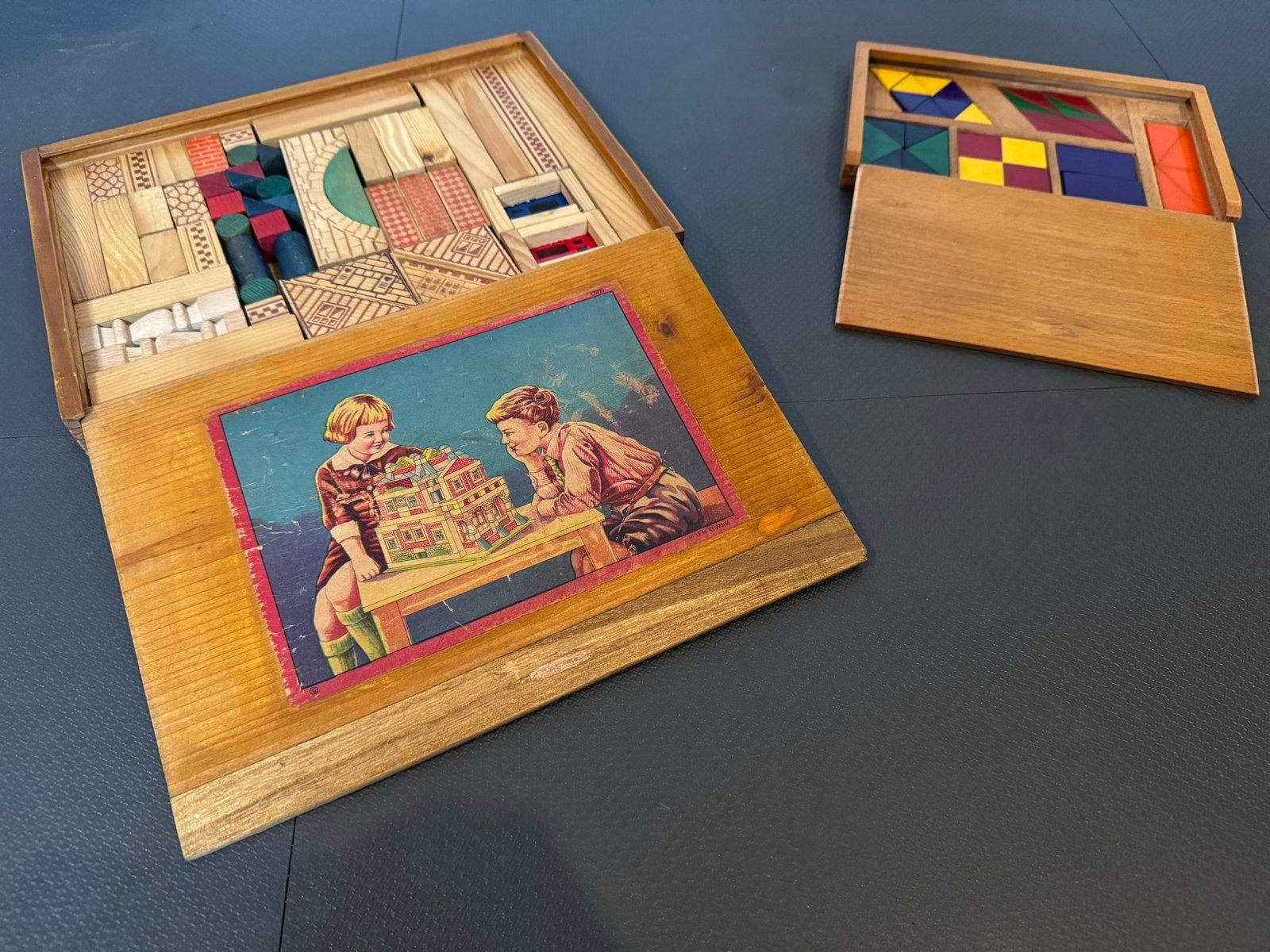 Vintage houten bouwblokken en mozaïek, Kinderen en Baby's, Ophalen of Verzenden, Gebruikt, Overige typen