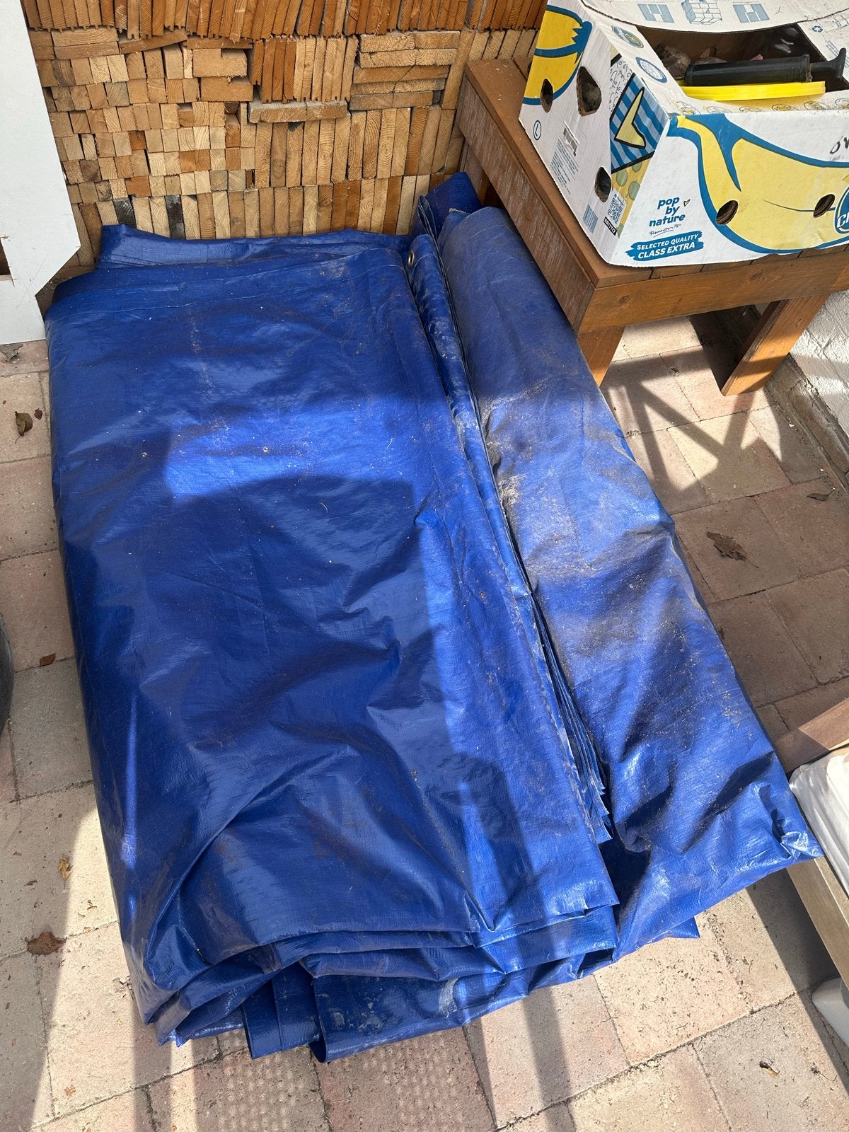 Blauw dekzeil 10x12 meter - eenmalig gebruikt, Ophalen, Gebruikt, 15 m² of meer, Zeil