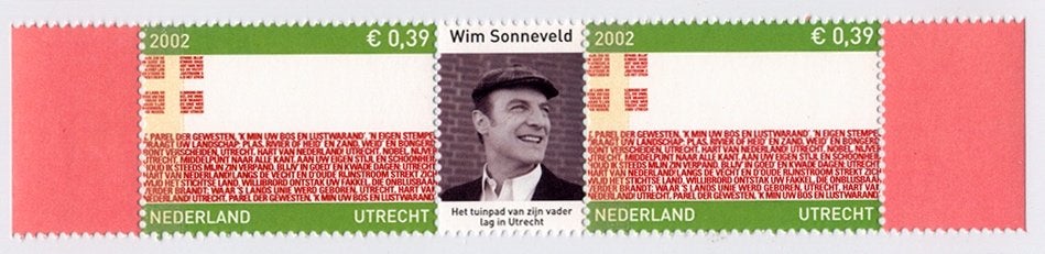 Wim Sonneveld - Utrecht 2002 - postzegels tuinpad van vader, Verzamelen, Ophalen of Verzenden, Nieuw, Overige typen