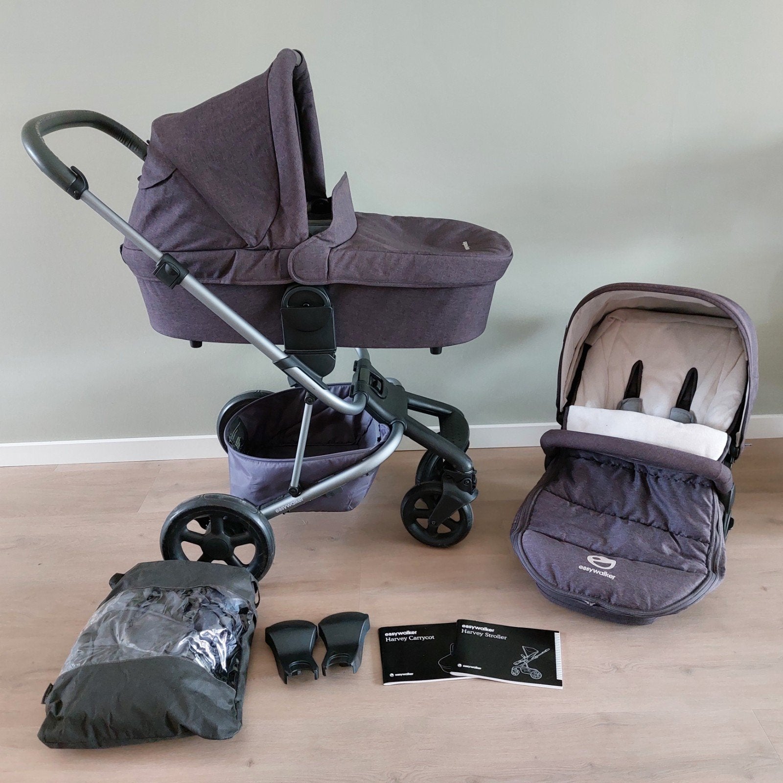 Nette Easywalker Harvey 2 combiwagen, coal black, Gebruikt, Combiwagen, Verstelbare duwstang, Ophalen