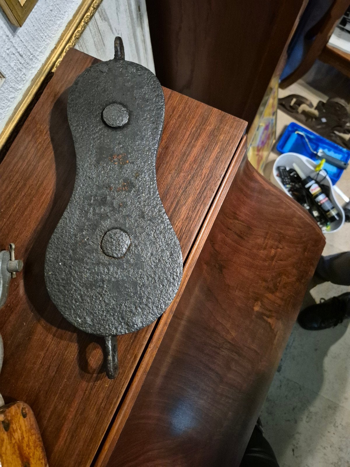 Antieke houten en ijzeren katrollen - Set van 4, Ophalen