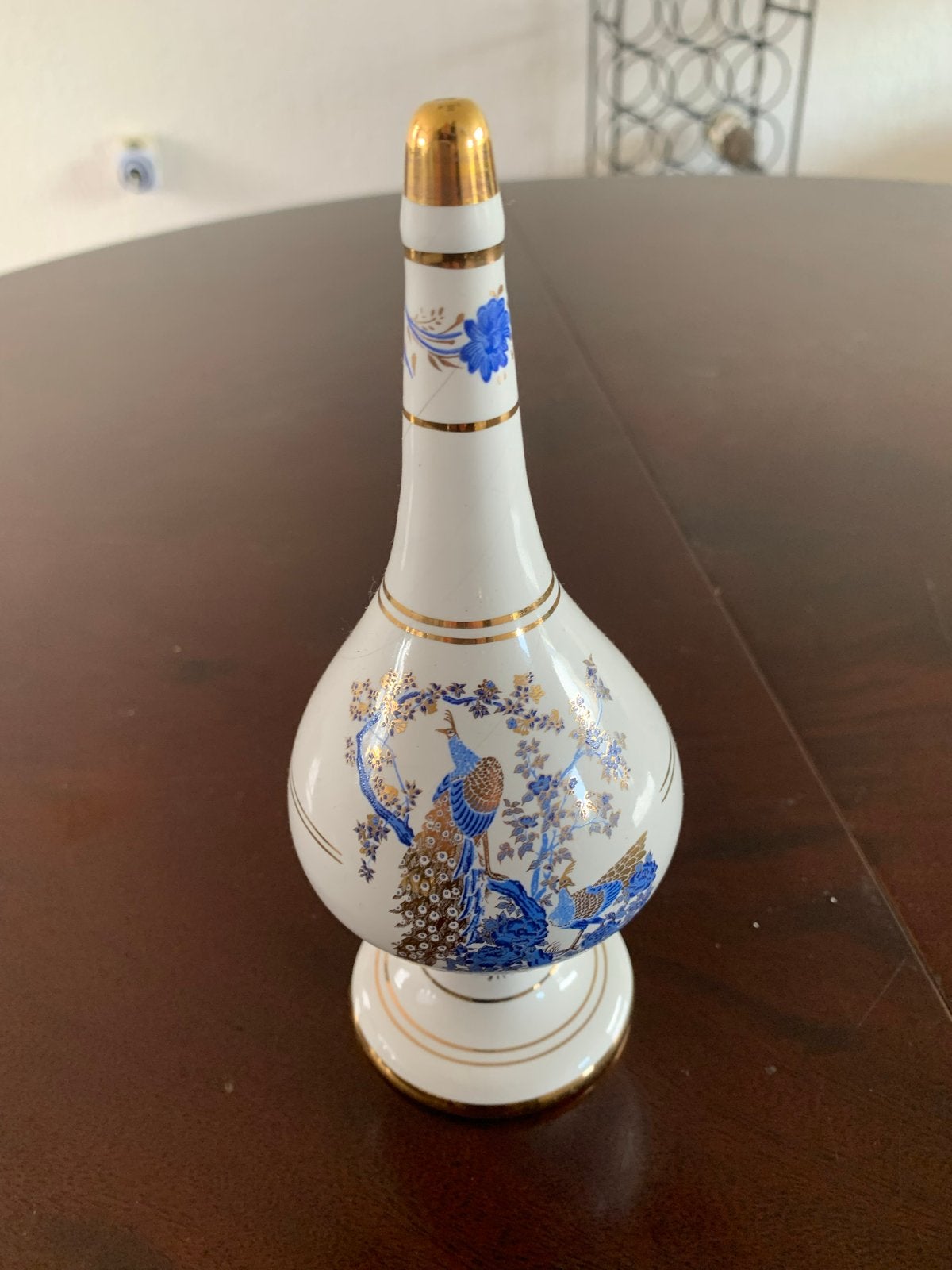 Decoratieve vaas met pauwenmotief en 24K goud, handgemaakt, Ophalen