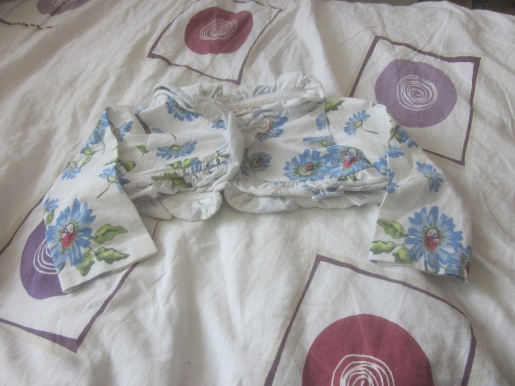 Wit/blauw/roze ea vestje/bolero bloemen Bakkaboe mt 74 zgan, Kinderen en Baby's, Babykleding | Maat 74, Ophalen of Verzenden, Zo goed als nieuw