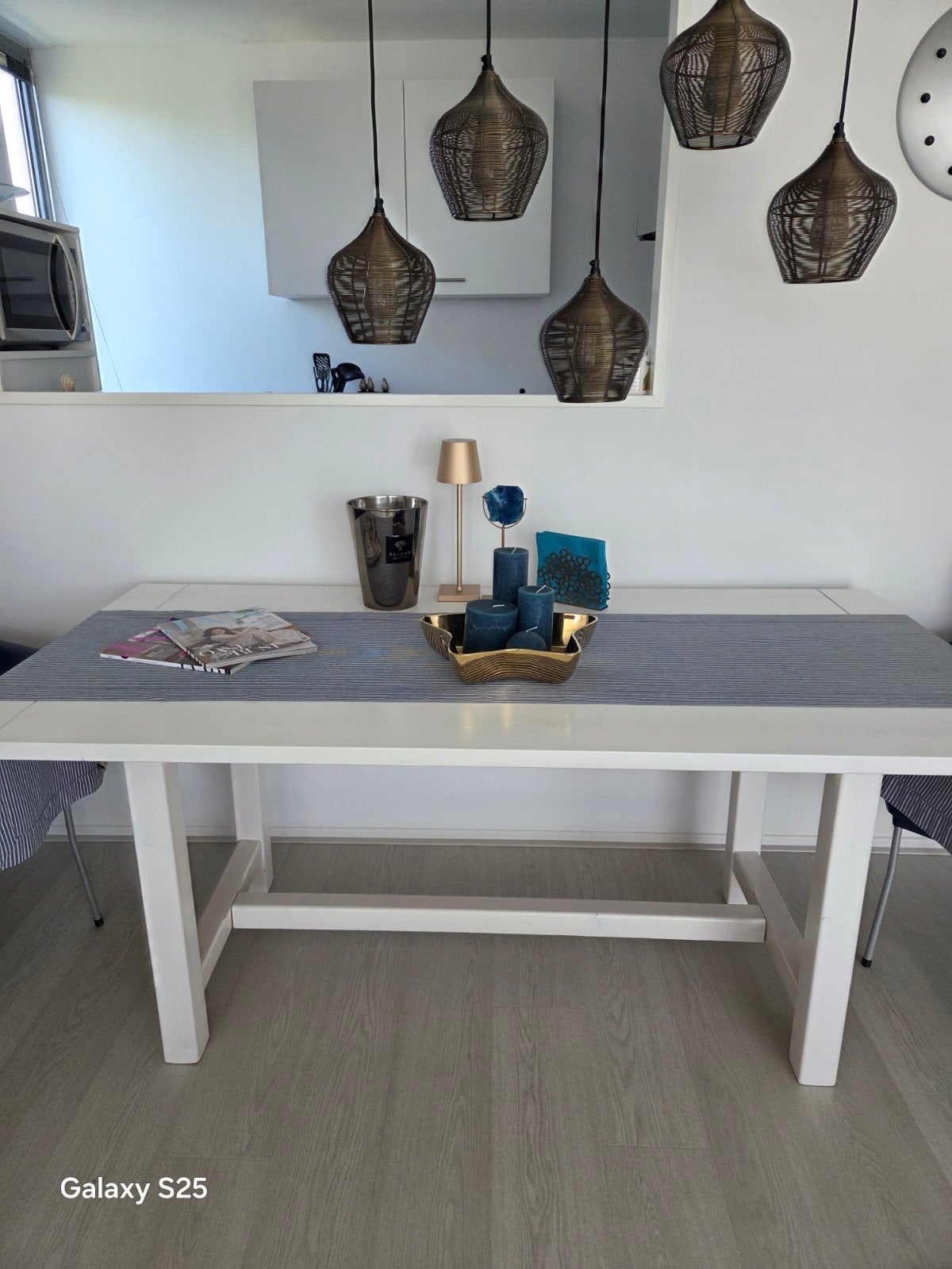 Eettafel wit, Ophalen, Gebruikt, Rechthoekig, 200 cm of meer