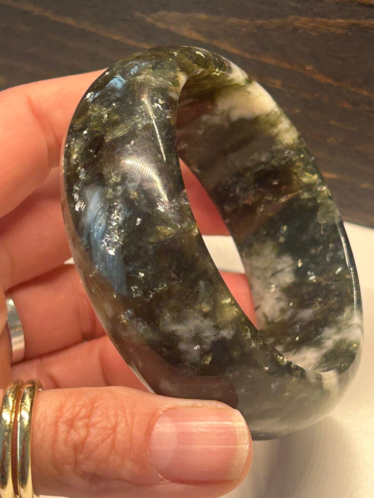 Emerald mica bangle, Ophalen of Verzenden, Zo goed als nieuw, Goud, Zilver