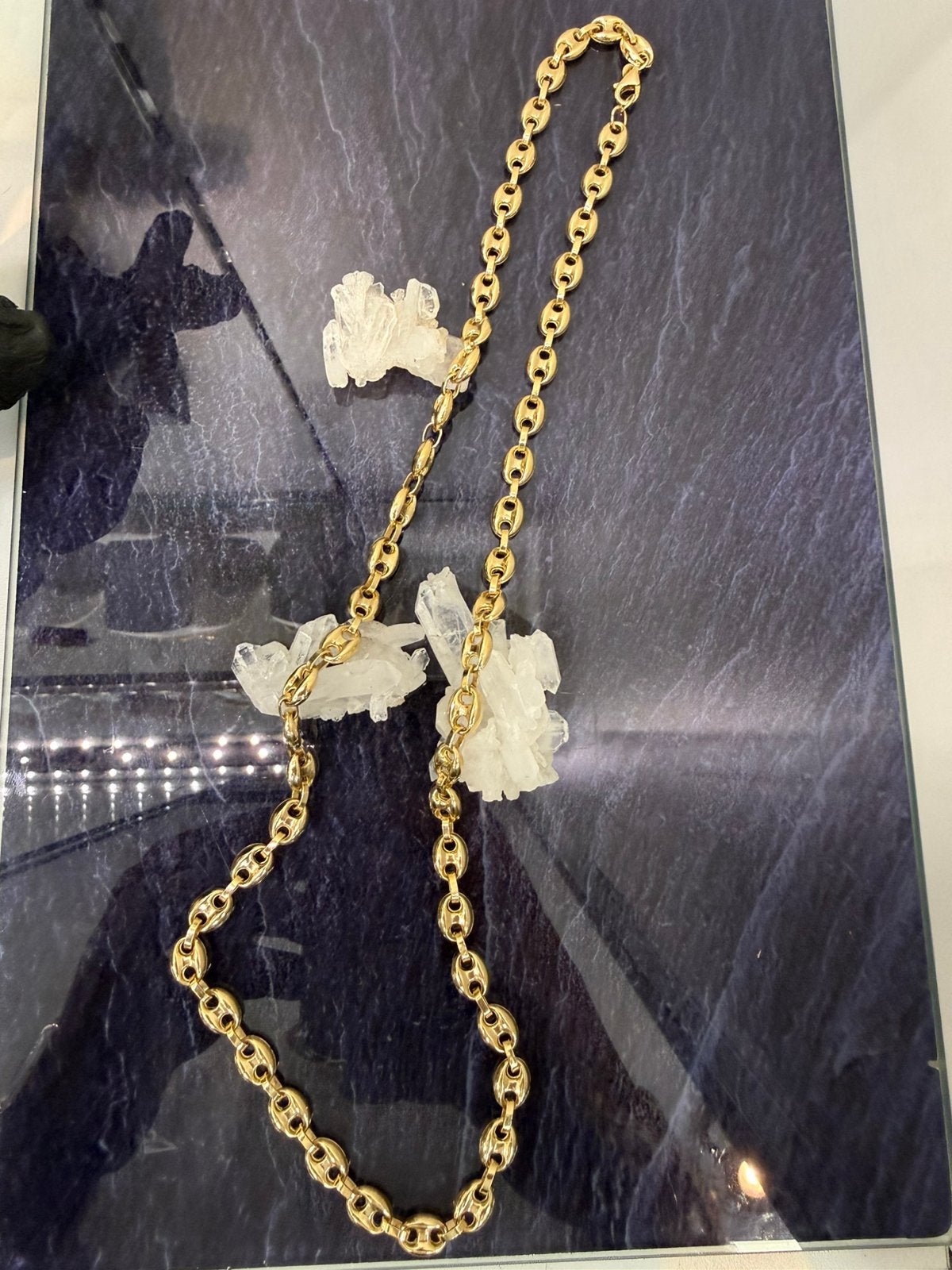 Prachtige 14 karaats gouden koffiebonen ketting 65 cm 7.5 mm, Ophalen of Verzenden, Nieuw, Goud