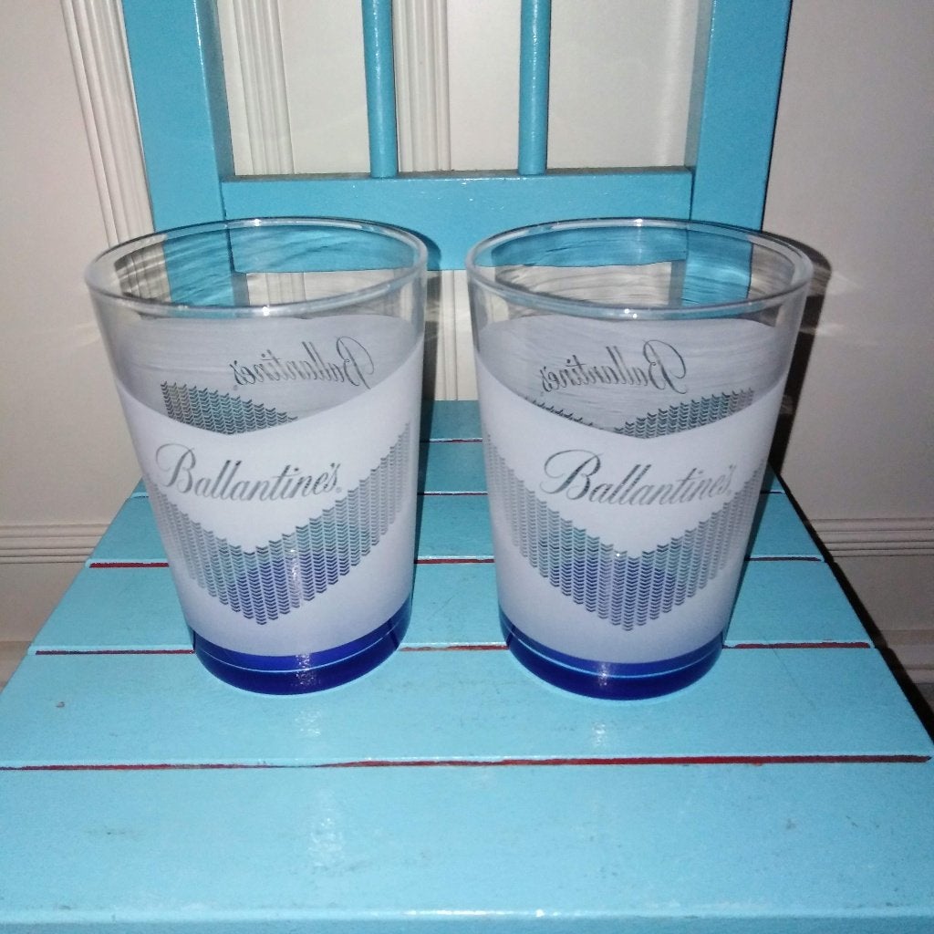 Ballantine's whisky glazen met blauwe bodem set van 2, Ophalen, Zo goed als nieuw, Overige typen