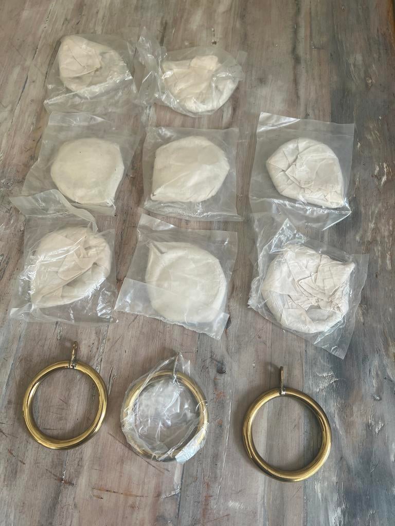 11x set messing Gordijnringen 7,2 cm, Minder dan 50 cm, Overige kleuren, Ophalen of Verzenden, Zo goed als nieuw