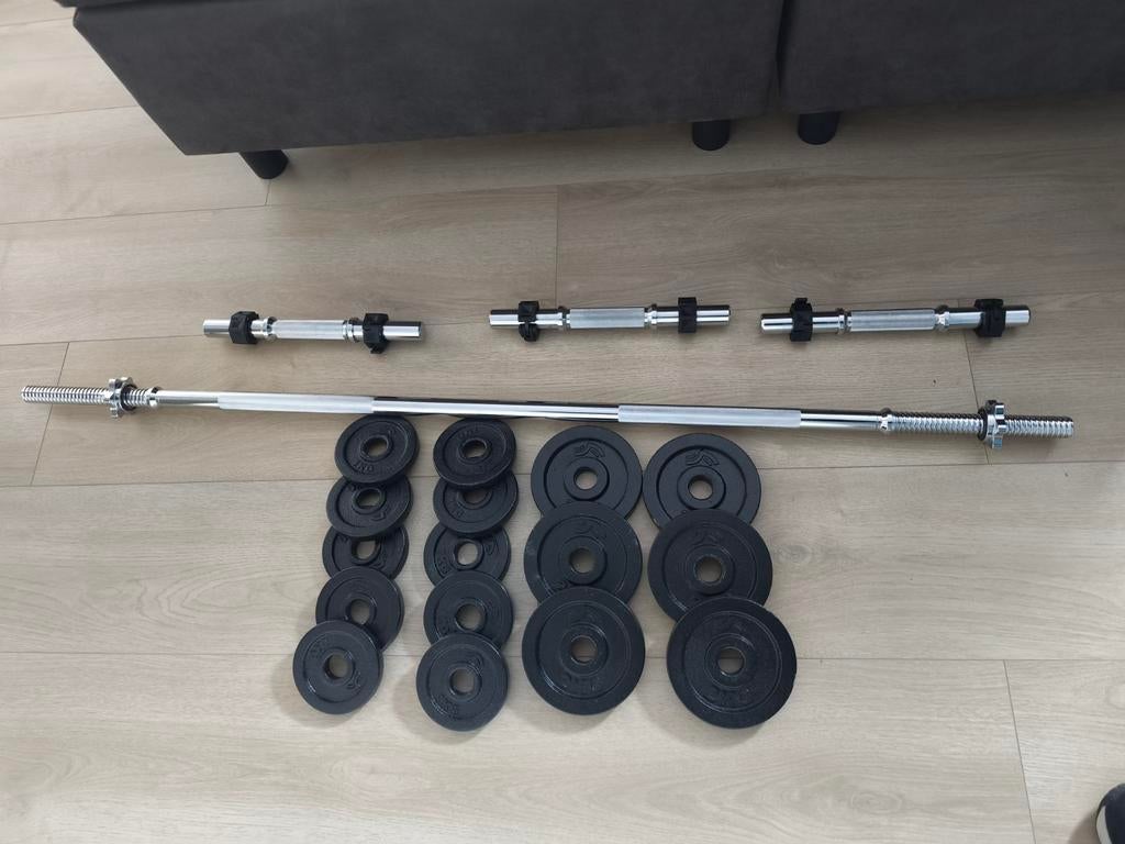 Decathlon domyos 28mm halters schijven dumbells, Ophalen, Zo goed als nieuw, Benen, Halterset