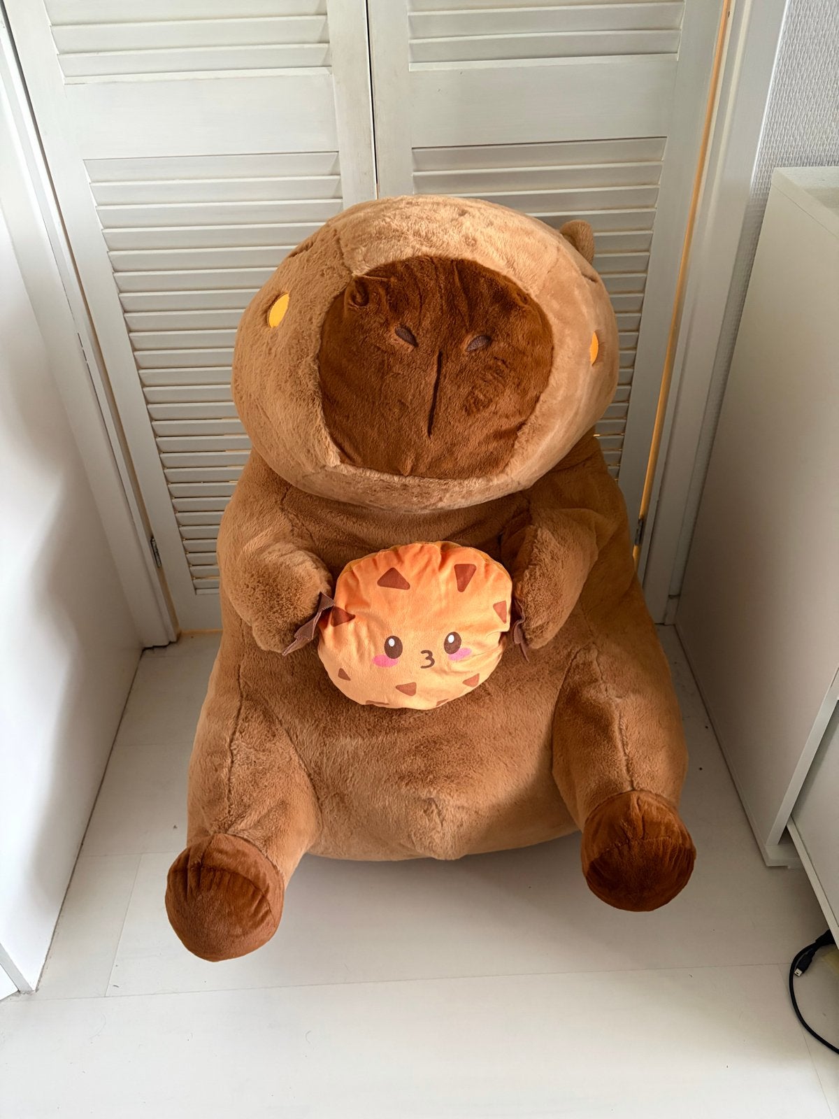 Grote Capybara Knuffel met Koekje - Zo goed als nieuw, Overige typen, Ophalen of Verzenden, Zo goed als nieuw, Middelgroot (20 tot 80 cm)