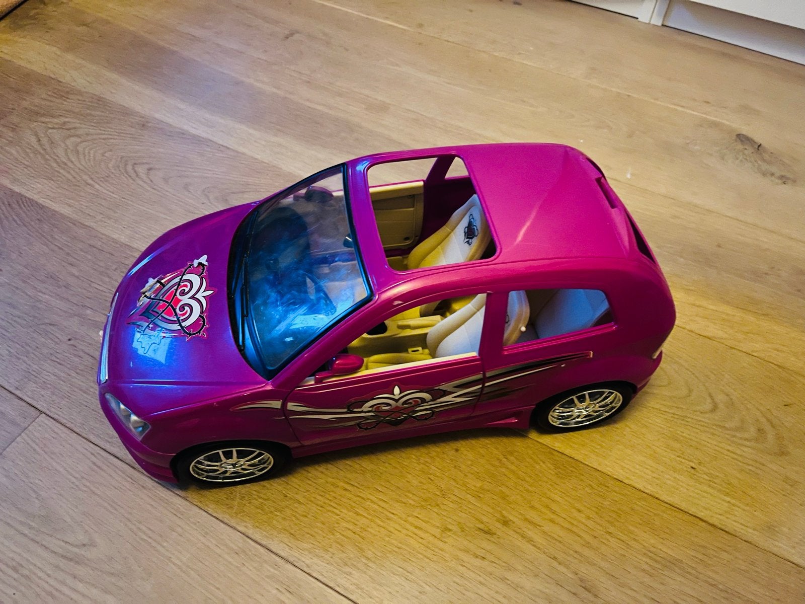 Roze speelgoedauto met open dak en deuren, Ophalen of Verzenden, Gebruikt