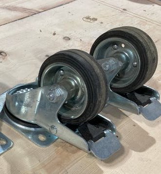 2x Zwenkwielen met rem, wielmaat 8cm, Ophalen of Verzenden, Gebruikt