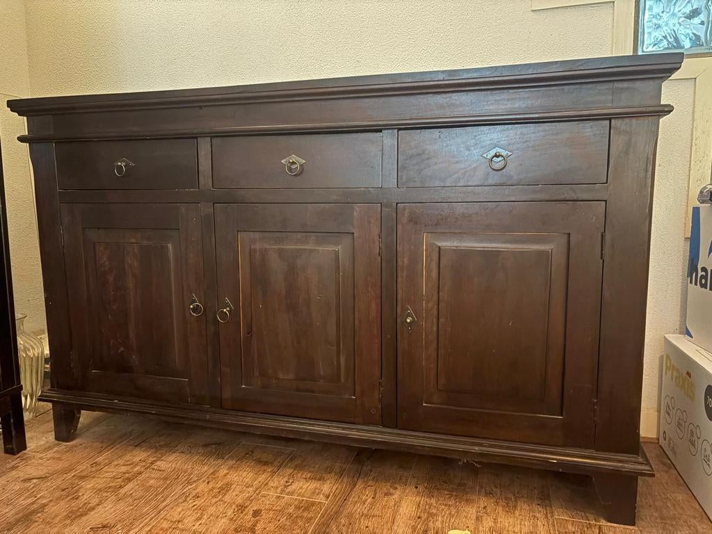 Dressoir van Indonesisch teakhout, Huis en Inrichting, Kasten | Dressoirs, Ophalen, Gebruikt, Met deur(en), Teakhout