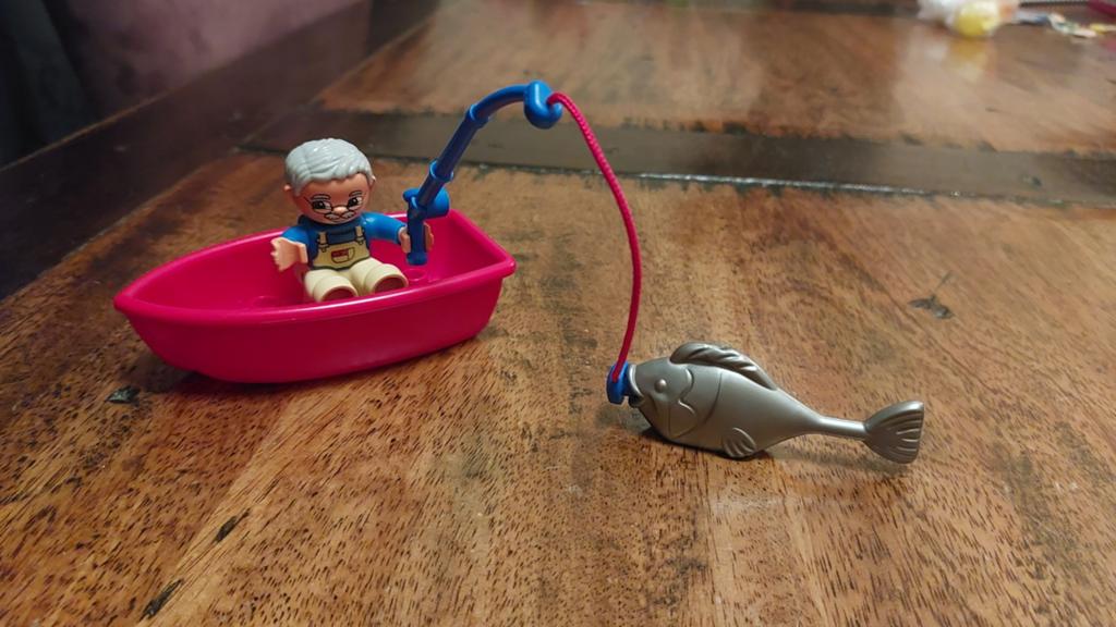 Duplo Visser in bootje met vis, Inclusief minifiguren, Gebruikt, Ophalen of Verzenden, Duplo