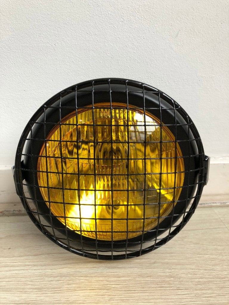 Koplamp geel zwart caferacer bobber scrambler + rooster, Motoren, Ophalen of Verzenden