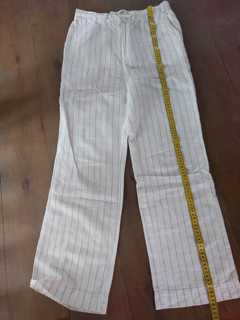 Linnen dames broek maat 38., Maat 38/40 (M), Wit, Ophalen of Verzenden, Lang