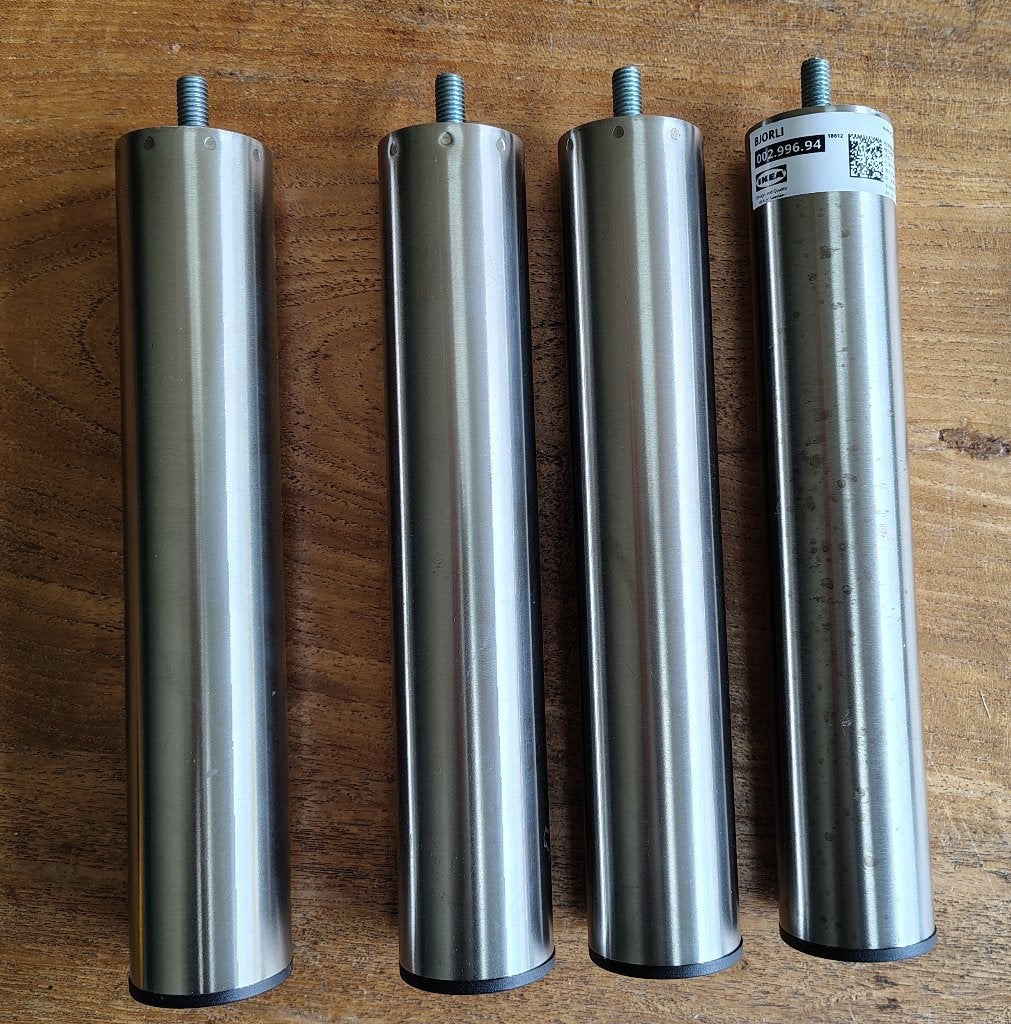 4 X IKEA BJÖRLI meubelpoot RVS - 20 cm, Huis en Inrichting, Ophalen of Verzenden, Zo goed als nieuw