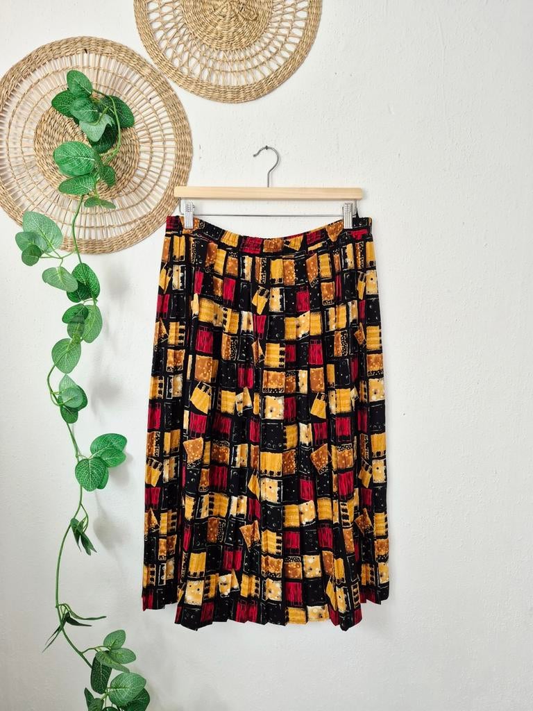 Vintage 80s midi plooirok XL, Kleding | Dames, Maat 46/48 (XL) of groter, Ophalen of Verzenden, Zo goed als nieuw, Vintage