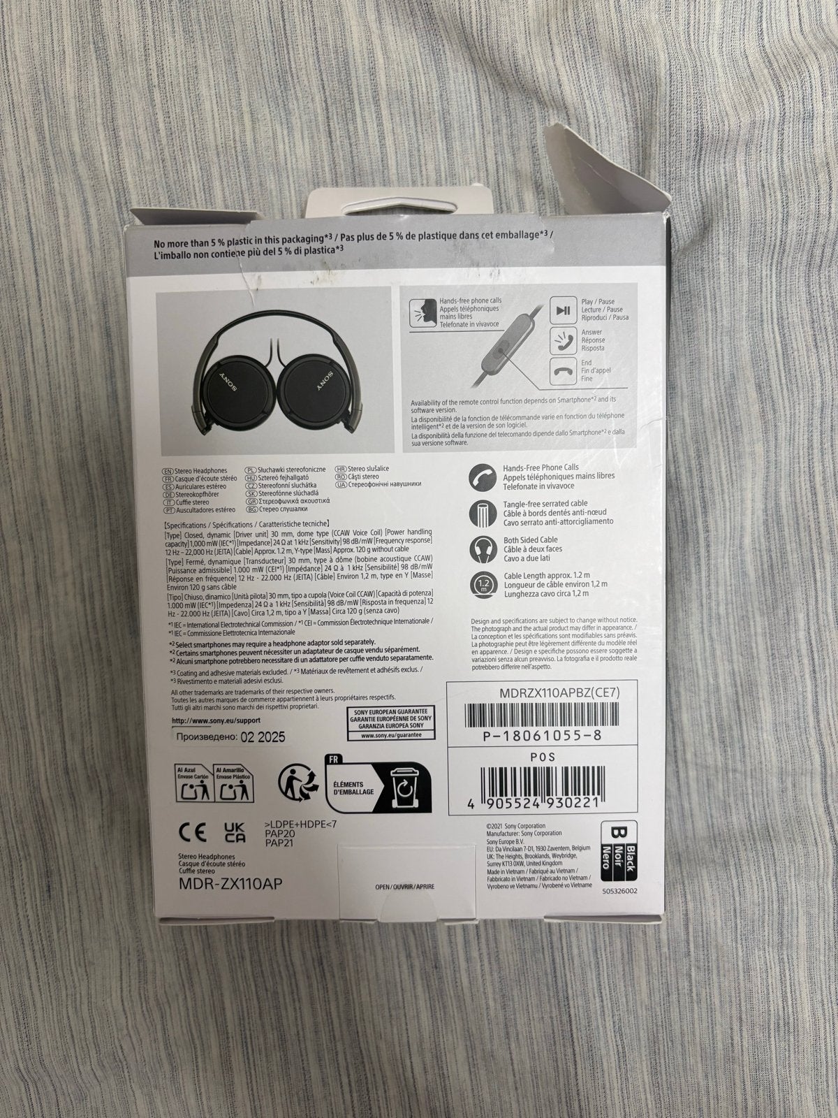 Sony MDR-ZX110AP Koptelefoon - Nieuw in doos, Ophalen, Nieuw, On-ear, Sony