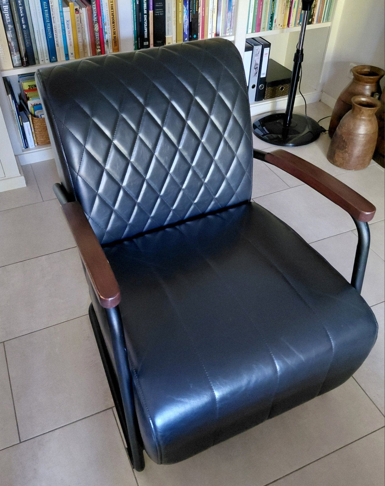 zwart fauteuil RV design, Ophalen, Gebruikt, Minder dan 75 cm, 50 tot 75 cm