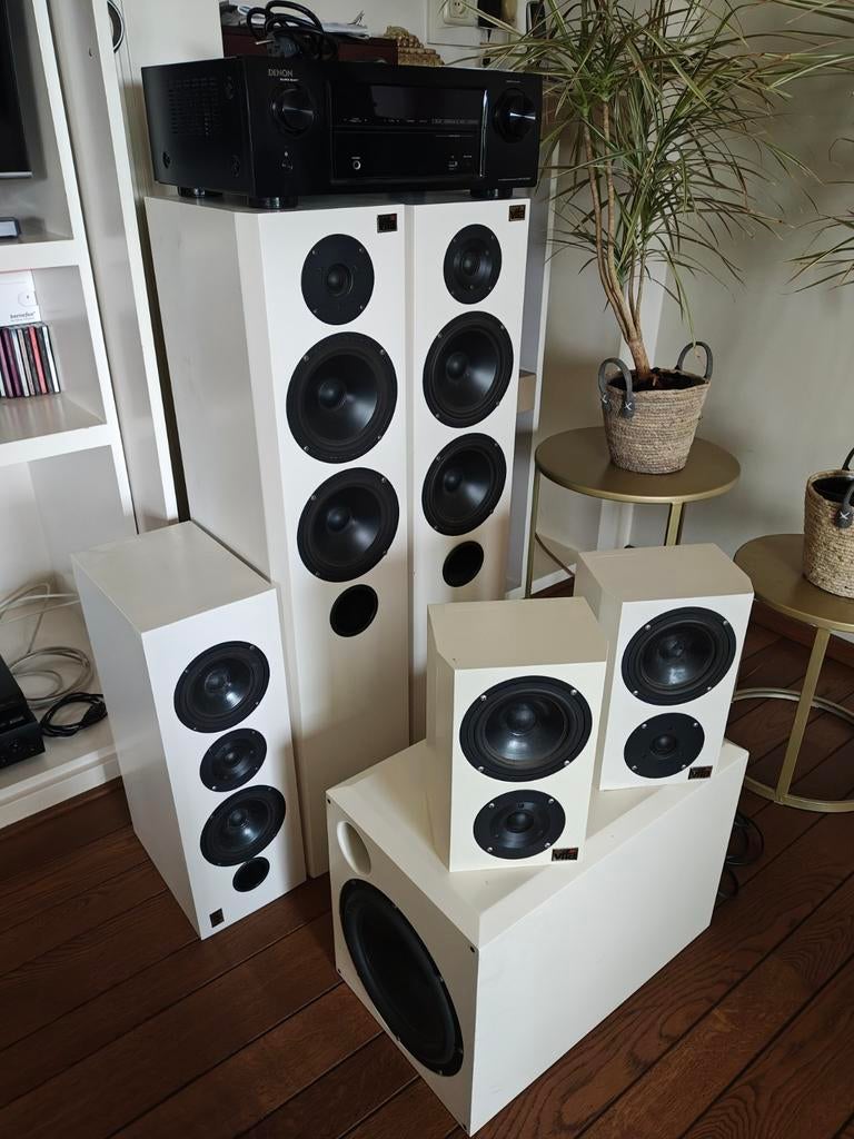 Complete 5.1 Surroundset met Denon Receiver en Vifa Speakers, Gebruikt, Complete surroundset, 120 watt of meer, Ophalen