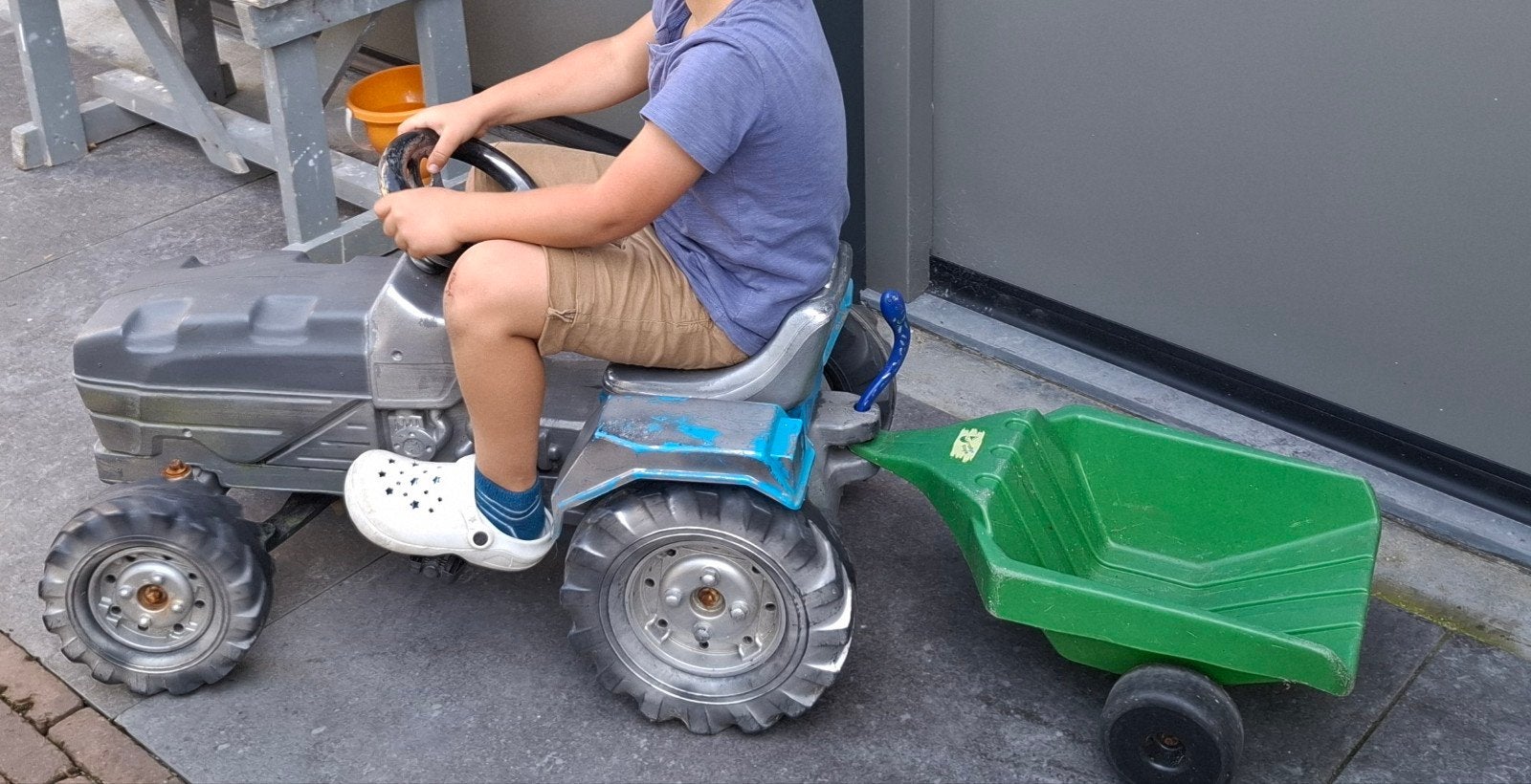Traptractor met kar, Kinderen en Baby's, Speelgoed | Buiten | Skelters, Ophalen, Gebruikt, Overige merken, Met kar of aanhanger