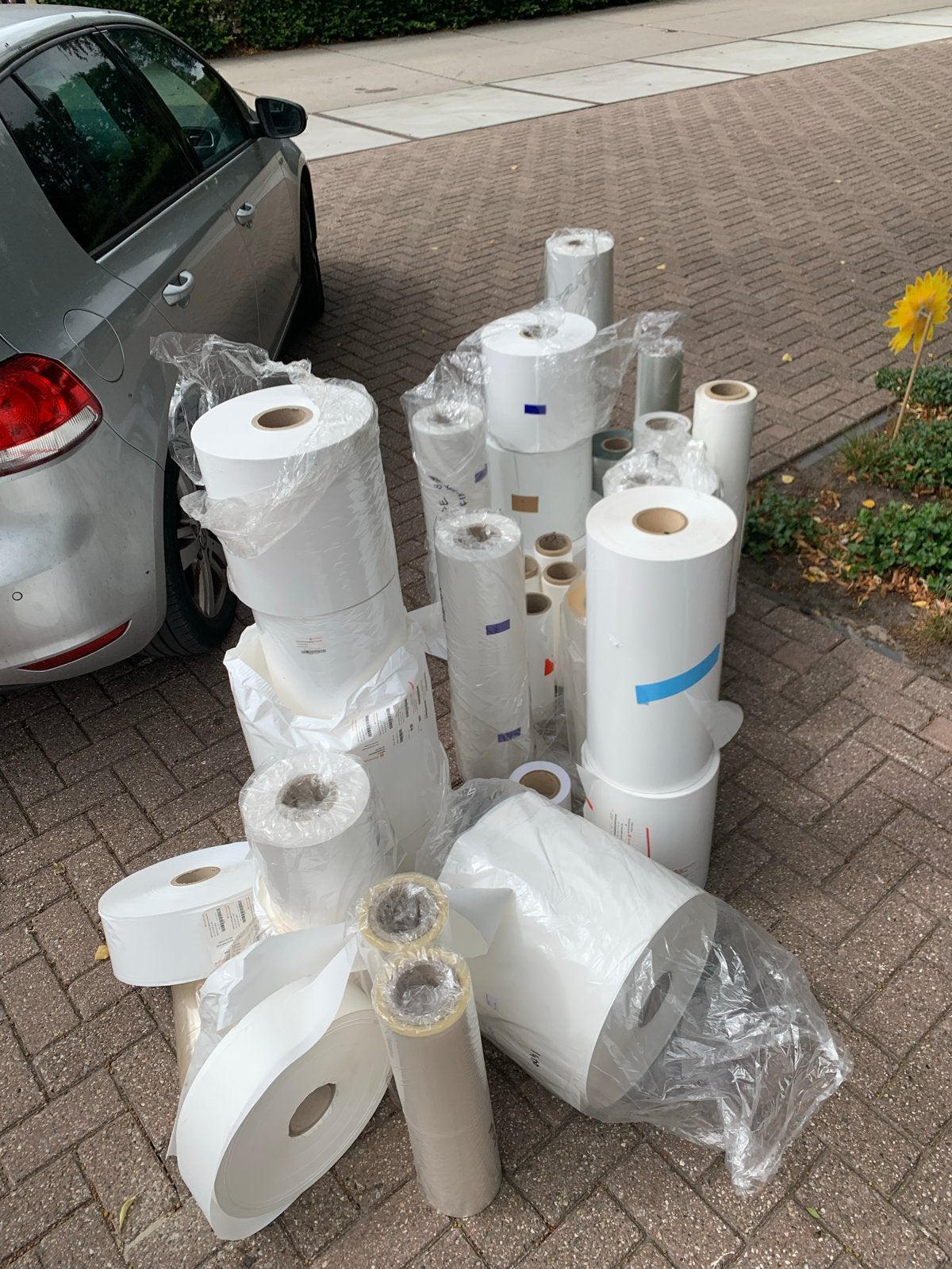 Diverse rollen folie en plastic uit de verpakkingsindustrie, Ophalen, Nieuw, Folie