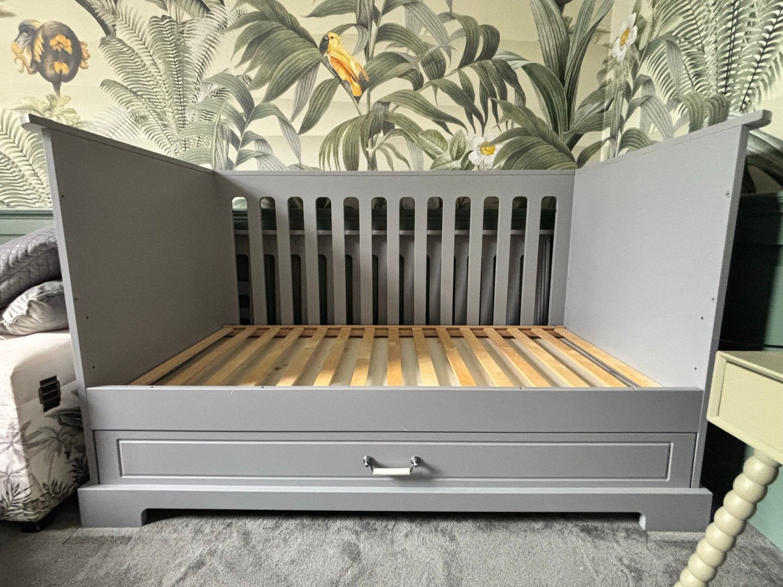 Bellamy Ines Doorgroeibed 70x140 cm Neutral Grey met lade, Ophalen, Gebruikt, 70 tot 85 cm, 140 tot 160 cm