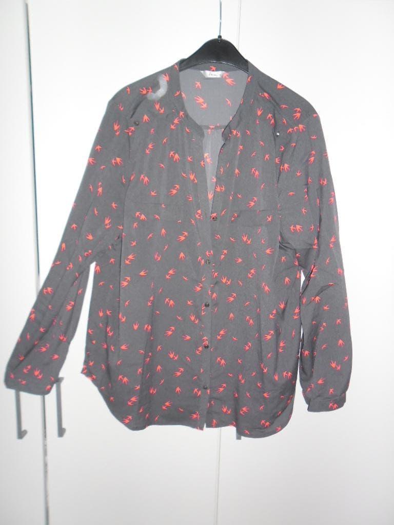 Miss Etam Grijze Blouse Met Roze Vogeltjes Maat 46 (NIEUW), Maat 46/48 (XL) of groter, Nieuw, Ophalen of Verzenden, Miss Etam