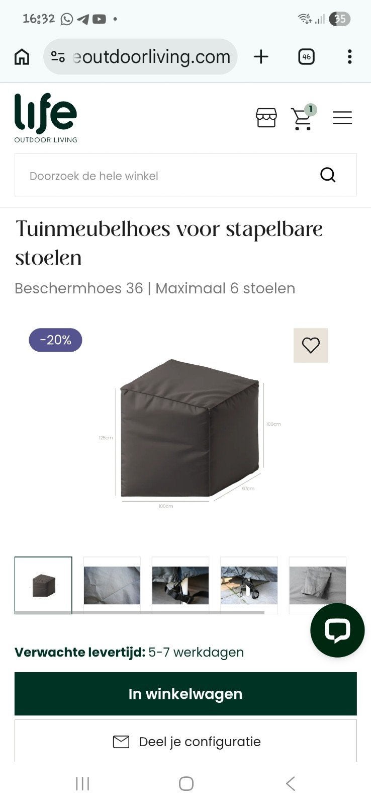 Life beschermhoes tuinmeubelhoes voor stoelen, Tuin en Terras, Ophalen of Verzenden, Zo goed als nieuw