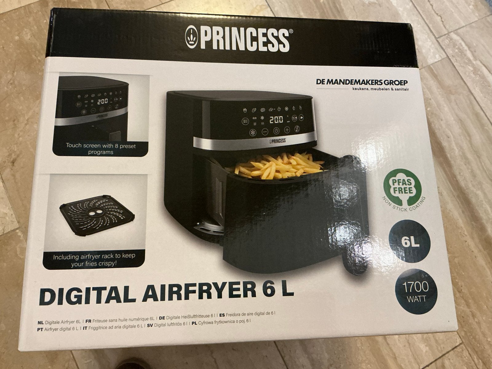 Princes Digitale Airfryer 6L - Nieuw in doos, Ophalen of Verzenden, Nieuw, Airfryer, 1500 gram of meer