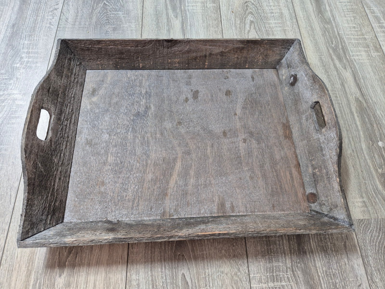 Rustiek houten dienblad met handvatten, Ophalen, Gebruikt, Dienblad, Met opstaande rand