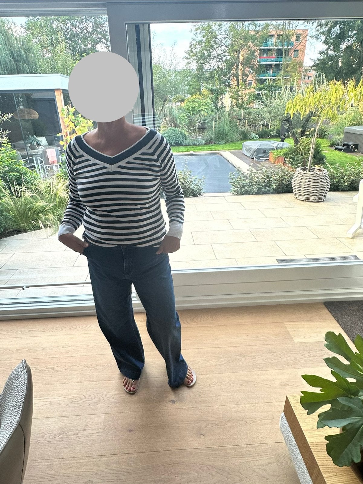 Prachtige Katoenen Trui Streep Blauw Wit Maat XL, Ophalen of Verzenden, Gedragen, Maat 46/48 (XL) of groter, Blauw