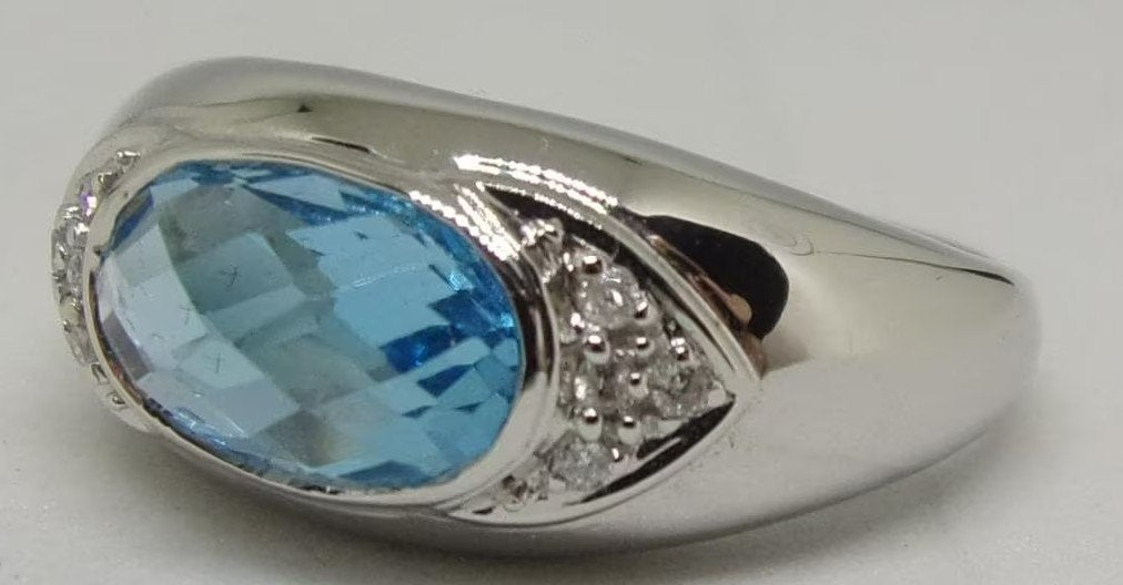 Nieuwe 10 karaat witgouden ring, Diamant & Topaas, Verzenden, Wit, Nieuw, Met edelsteen