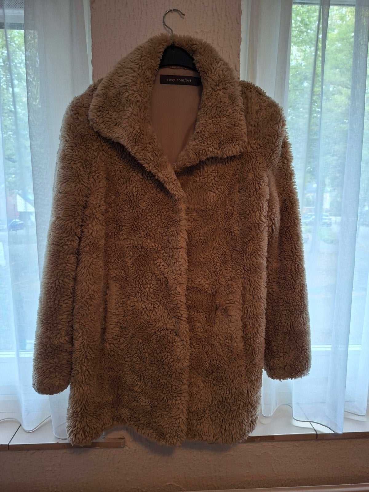 Warme camel teddy jas / winterjas Easy Comfort - Maat 40, Maat 38/40 (M), Beige, Ophalen of Verzenden, Zo goed als nieuw