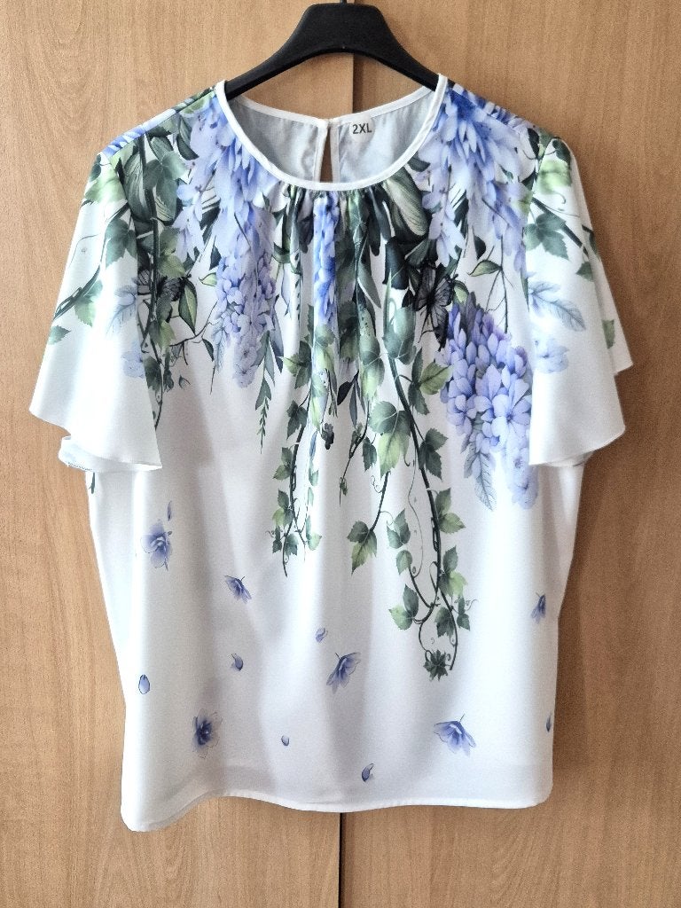 Witte blouse/tuniek met klokmouwen - Mt 48/50, Wit, Maat 46/48 (XL) of groter, Nieuw, Ophalen of Verzenden
