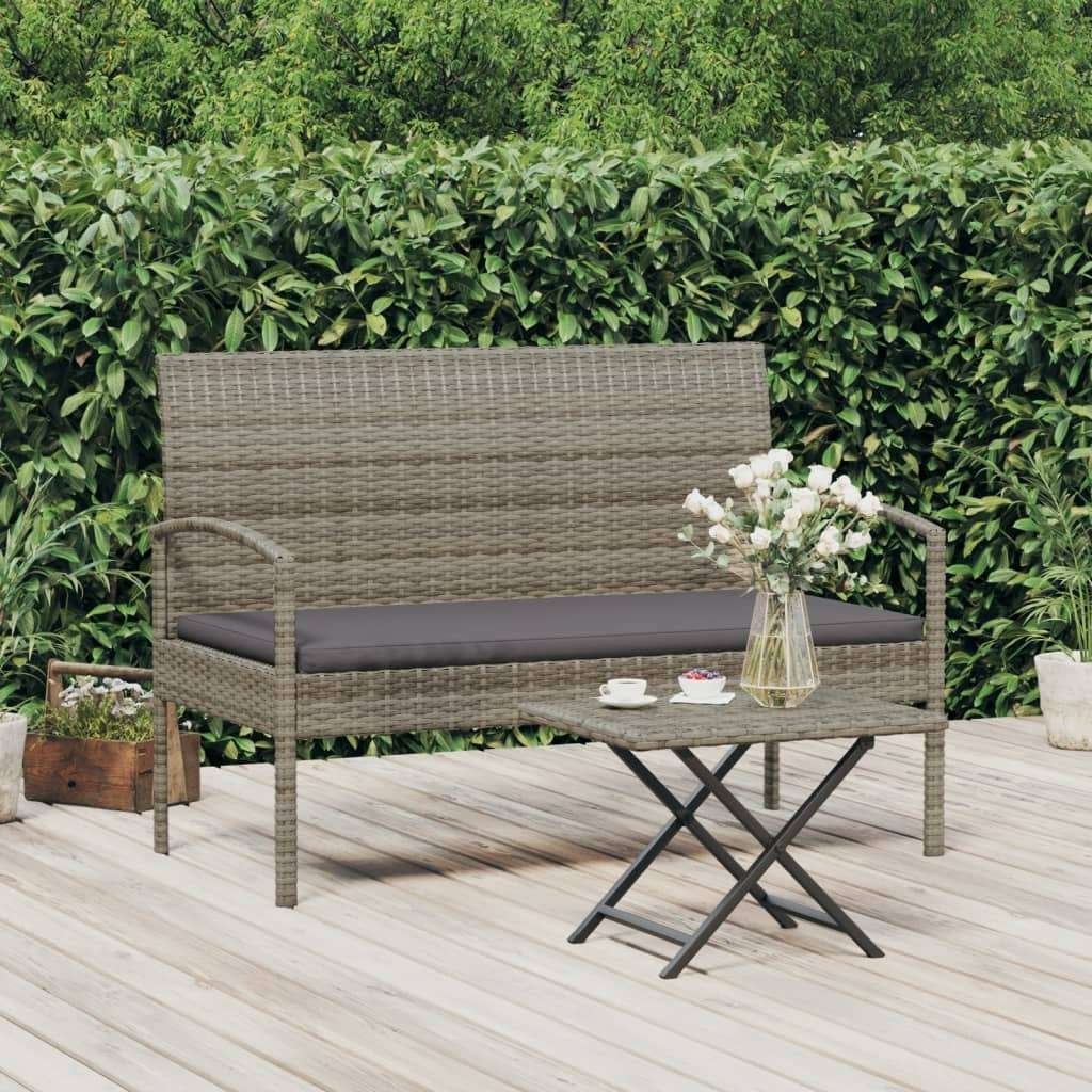 Tuinbank met kussen 105 cm poly rattan grijs NIEUW IN DOOS !, Tuin en Terras, ., Nieuw, Ophalen of Verzenden, .