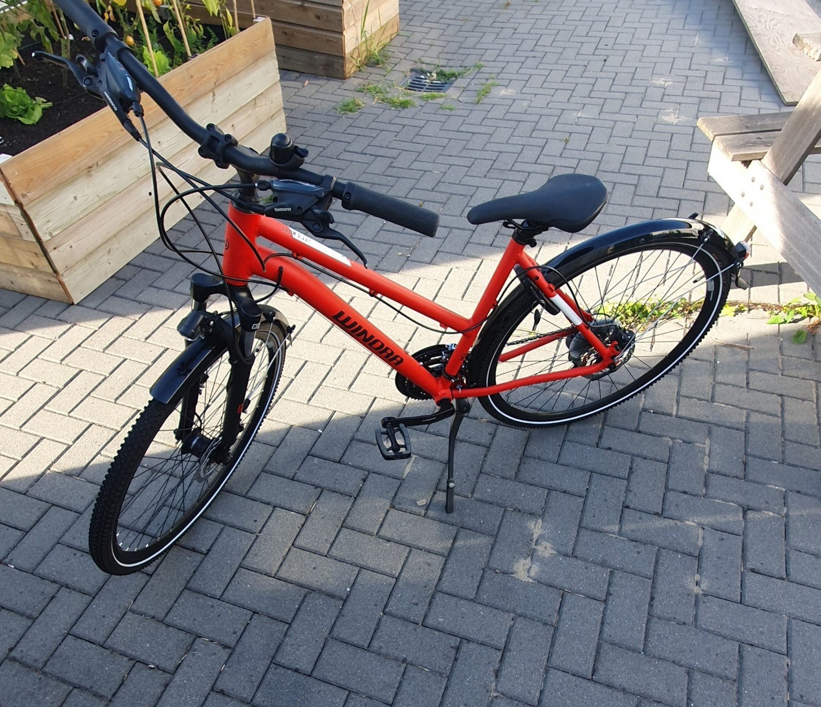 mooie opvallende fiets, Fietsen en Brommers, Fietsen | Dames | Damesfietsen, Ophalen, Zo goed als nieuw, Trommelrem, Overige merken
