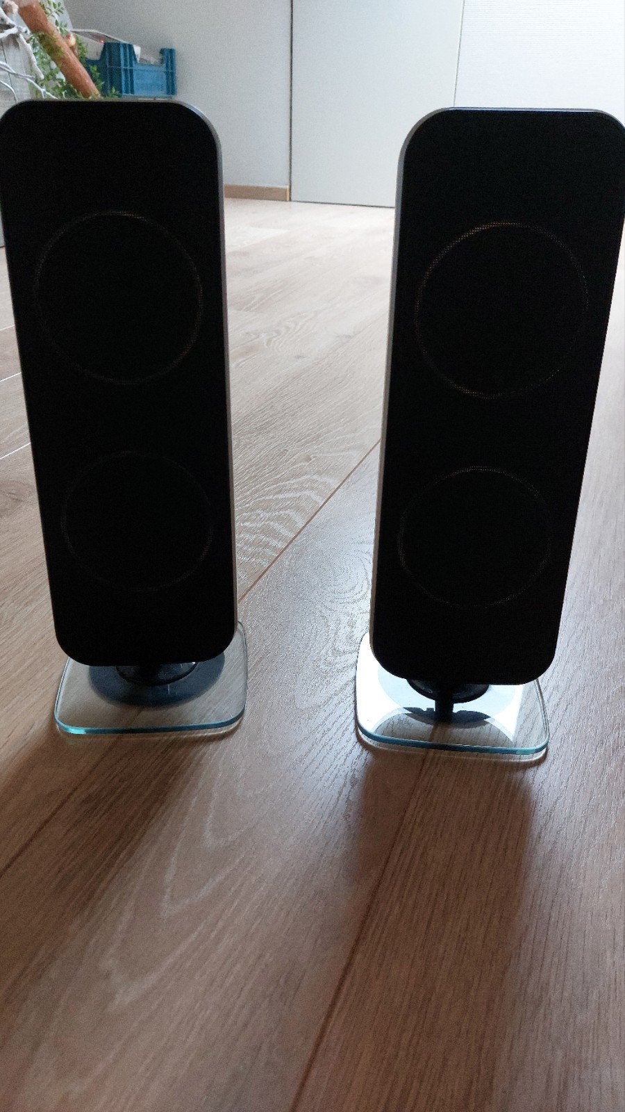 Philips HTB3520/12 speakerset in nieuwstaat met glazen voet, Ophalen, Philips, Speakerset, Zo goed als nieuw