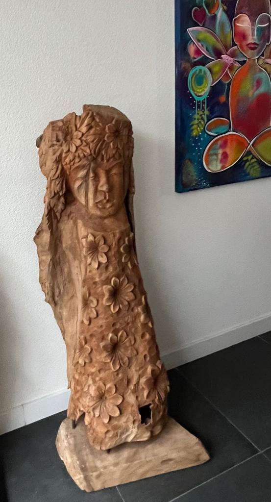 Houtsnijwerk massief groot Boeddha paneel Indonesie 145 cm, Verburgt Vintage, Nieuw, Ophalen of Verzenden, https://verburgtvintage.nl/#contact
