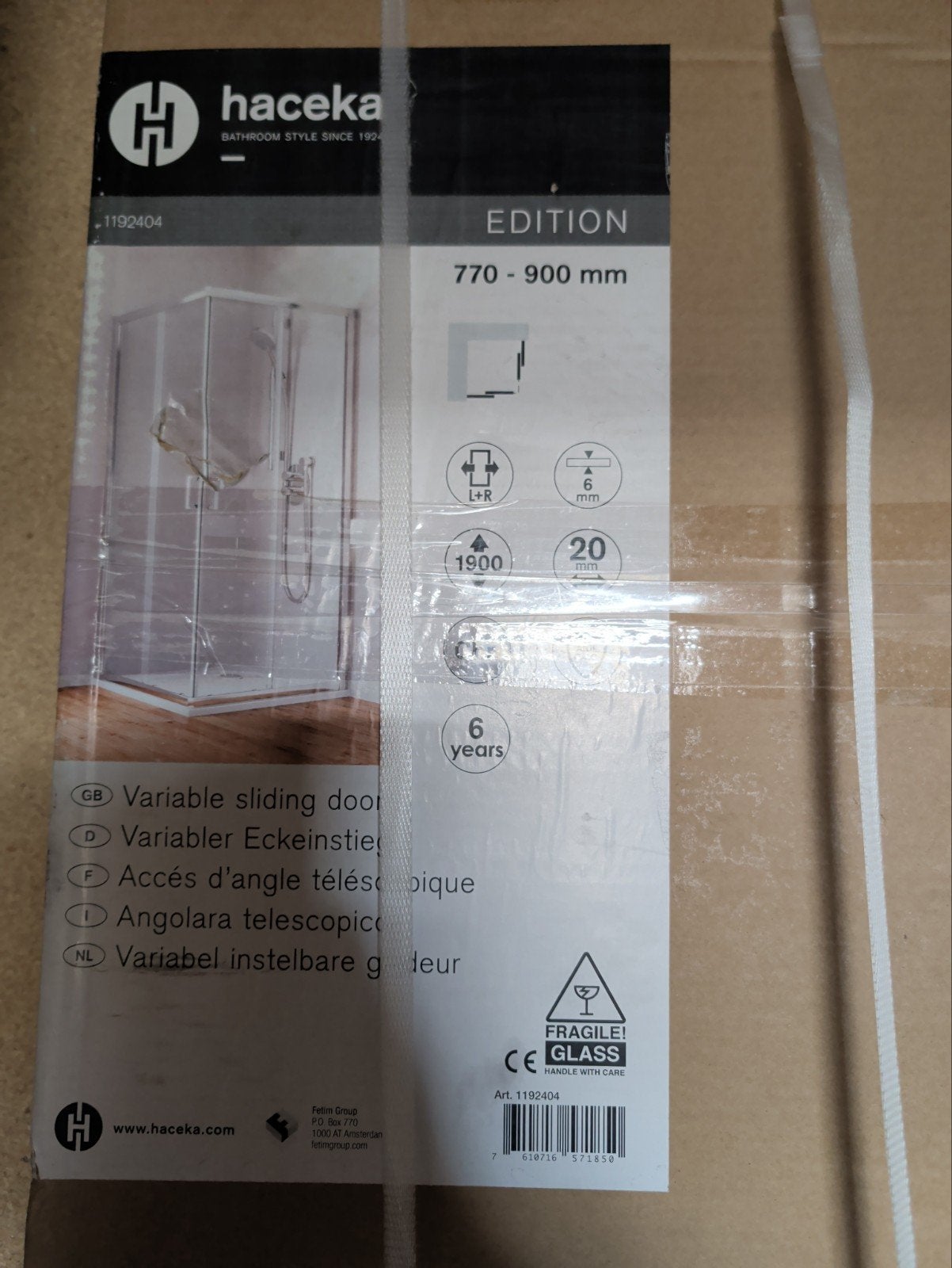 HACEKA EDITION Douchecabine 770-900 mm - Nieuw in doos, Ophalen, Nieuw, Met douche
