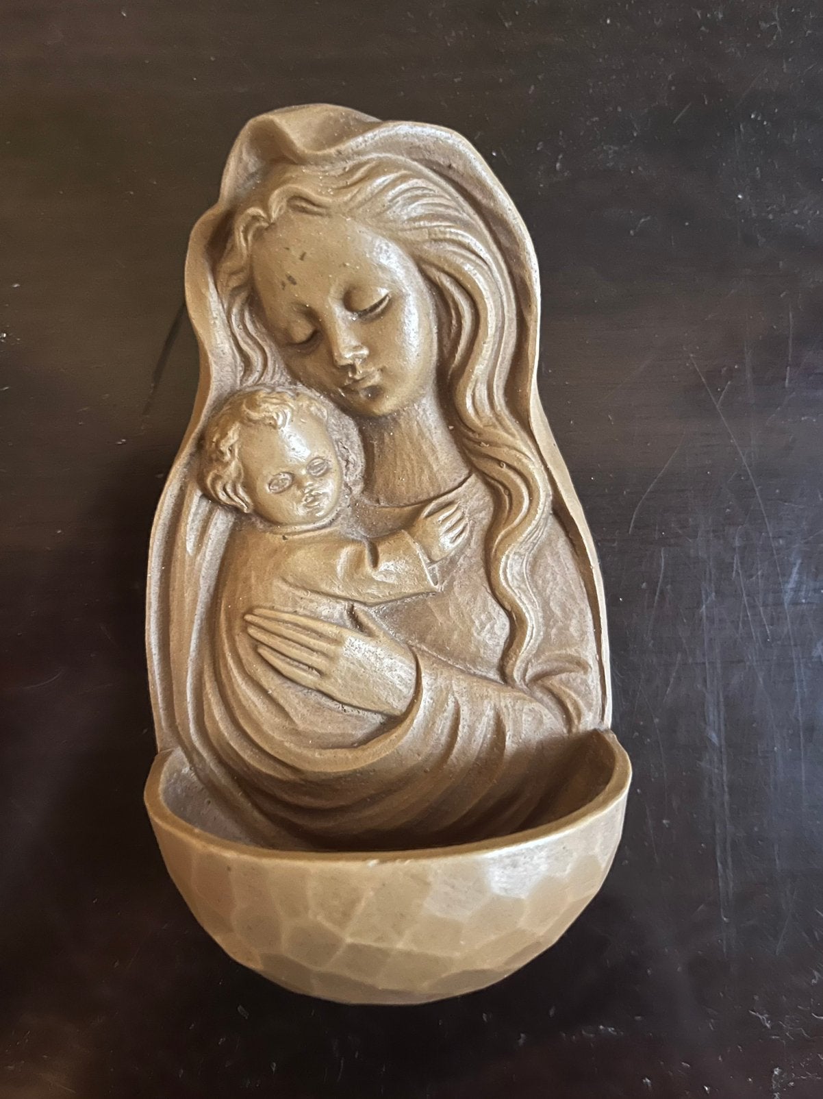 Prachtig wijwaterbakje Maria met kind, Ophalen of Verzenden