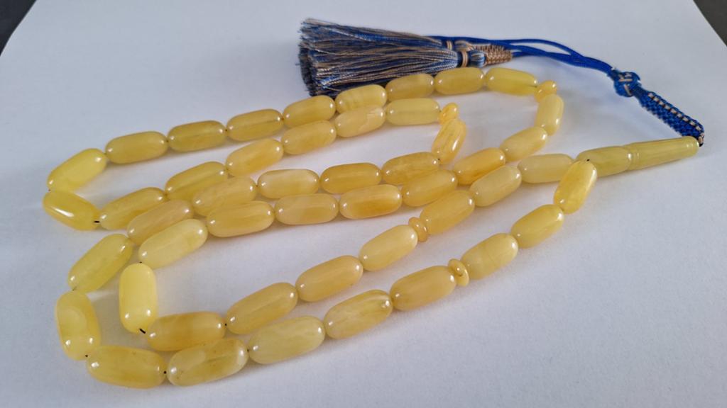 Baltische amber barnsteen tesbih ketting, Ophalen of Verzenden, Overige materialen, Ketting, Met edelsteen