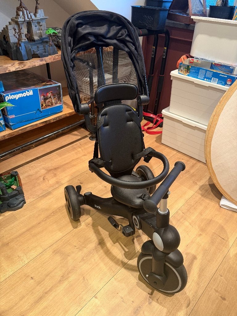 Puck Multifunctionele Driewieler - Zwart met duwstang, Fietsen en Brommers, Ophalen of Verzenden, Zo goed als nieuw, Puck, Duwstang