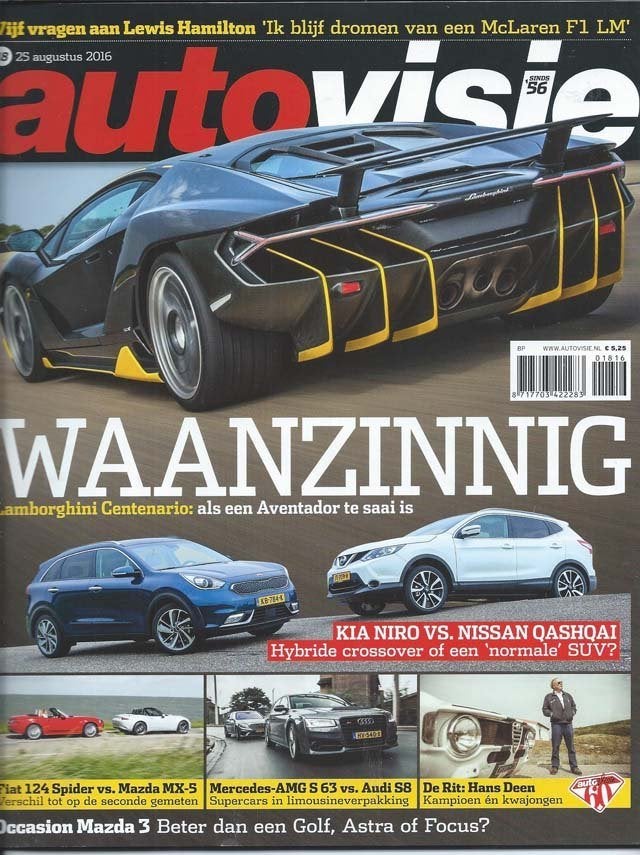 Autovisie 18 2016 : Mazda MX5 2.0 GT-M - Audi S8 Plus - Kia, Ophalen of Verzenden, Gelezen, Algemeen