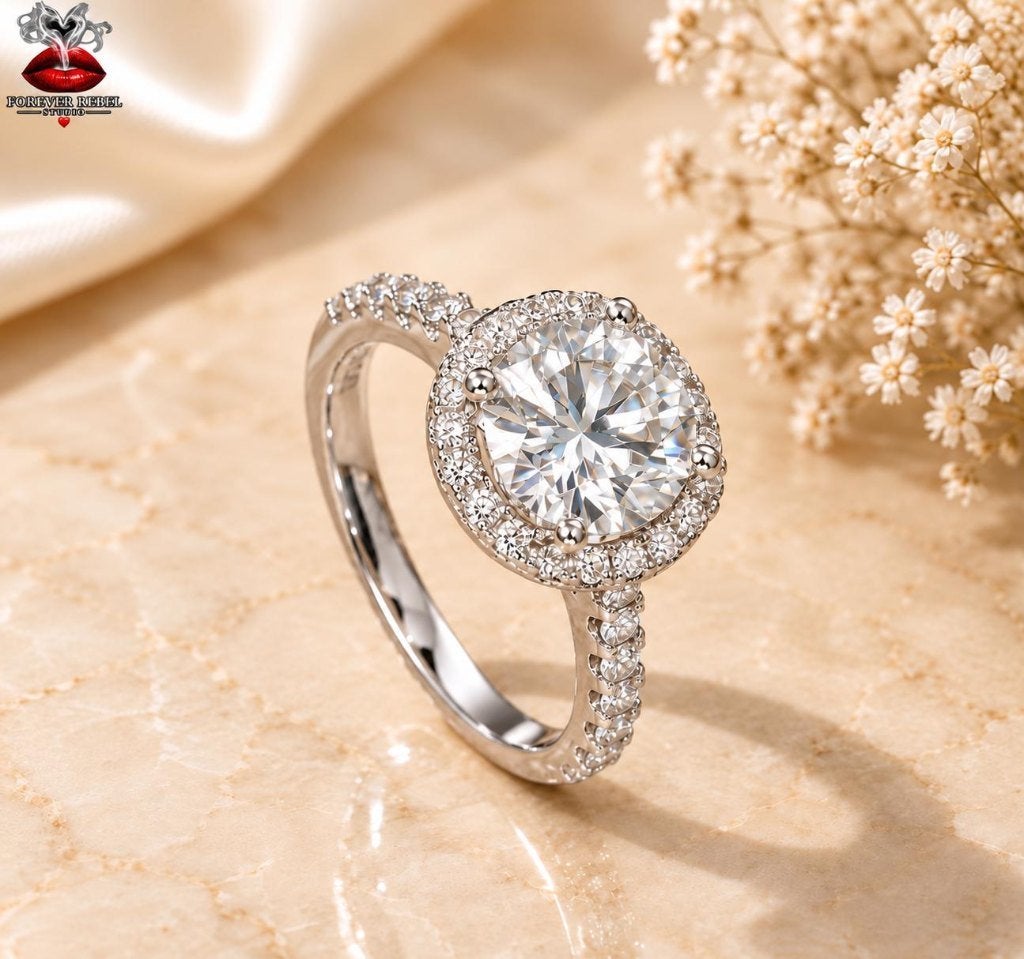 Marina Étoile 2.0 ct Moissanite Ring 925 Zilver Divers maten, Verzenden, Foreverrebelstudio@pm.me, 17 tot 18, Met edelsteen