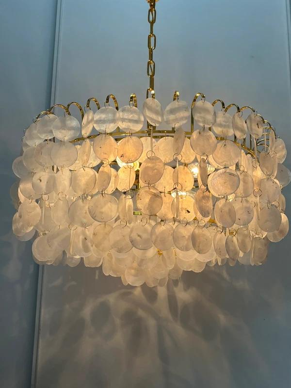 Januari aanbieding XL capiz grote schelpen lamp hanglamp 60, Baak, Ophalen of Verzenden, Zo goed als nieuw, Baak