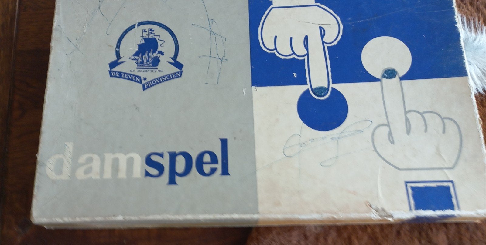 Vintage Damspel  van De Zeven Provinciën, Een of twee spelers, Ophalen of Verzenden, Gebruikt, De Zeven Provinciën