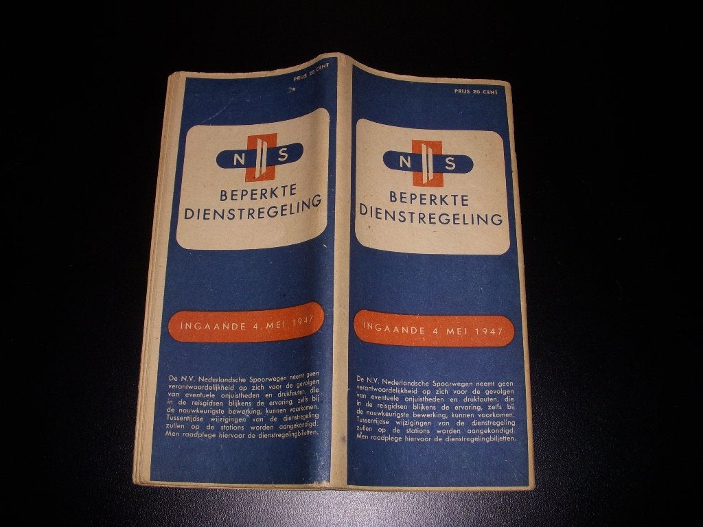 Beperkte Dienstregeling Nederlandsche Spoorwegen mei 1947, Ophalen of Verzenden, Gebruikt, Trein, Boek of Tijdschrift