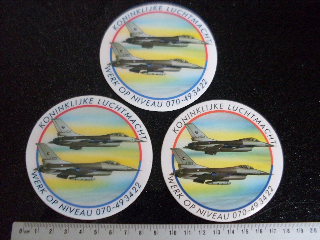 3x sticker koninklijke luchtmacht werk op niveau J-024 J027, Verzamelen, Verzenden, Zo goed als nieuw, Bedrijf of Vereniging